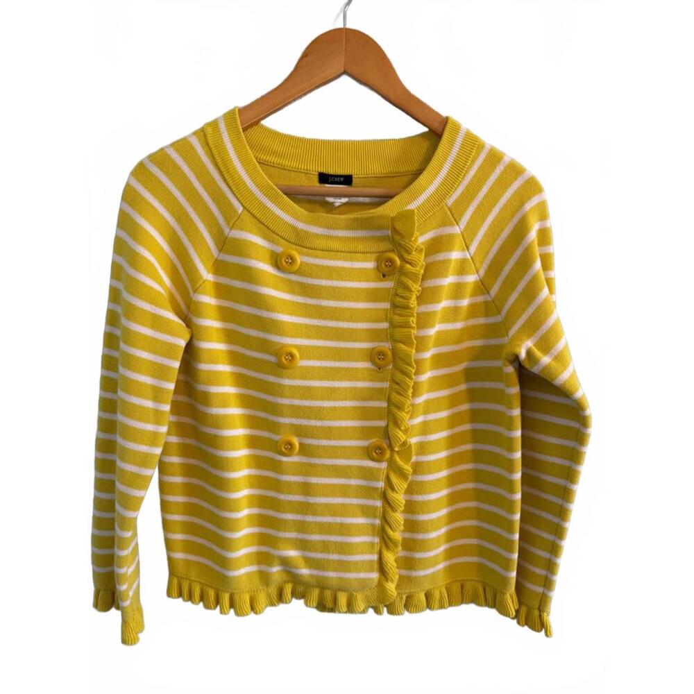 Women’s JCrew Cotton Striped Yellow Sweater Medium